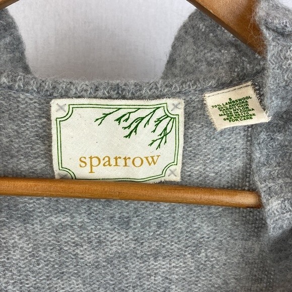 Anthropologie Sparrow Gray Knit Ruffle Open Front Cardigan Duster Sweater S - Picture 6 of 6